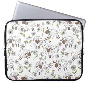 Counting sheep on white laptop sleeve