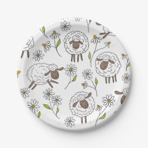 Counting sheep on white paper plate