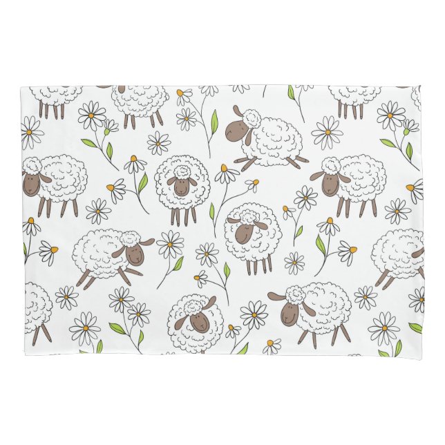 Counting sheep on white pillowcase (Front-Left)
