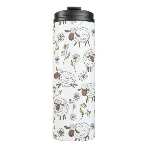 Counting sheep on white thermal tumbler