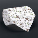 Counting sheep on white tie<br><div class="desc">Hand-painted cute doodle sheeps and daisies</div>
