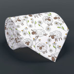 Counting sheep on white tie<br><div class="desc">Hand-painted cute doodle sheeps and daisies</div>