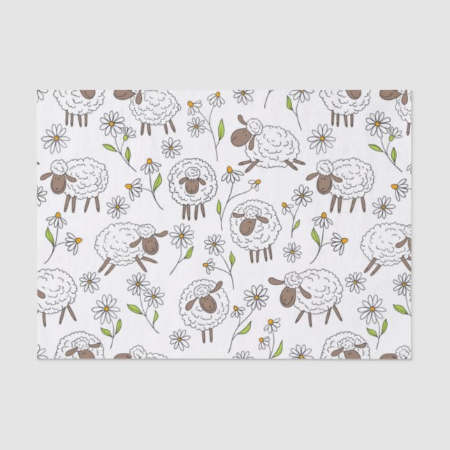 Counting sheep on white tissue paper (Front)