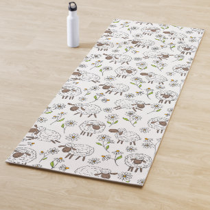 Counting sheep on white yoga mat