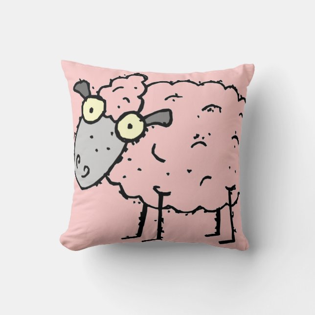 COUNTING SHEEP PINK THROW PILLOW - DESIGNER GIFTS (Front)