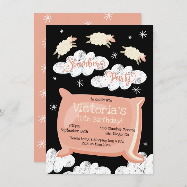 Counting sheep Slumber Party Birthday  Invitation (Front/Back)