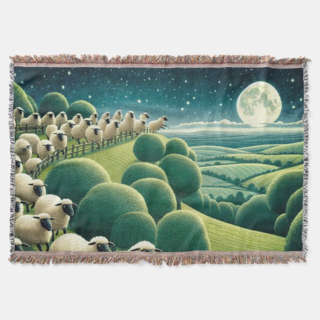 Counting Sheep Throw Blanket (Front)