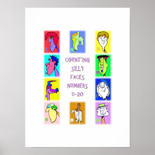 Counting Silly Faces Book #2: Numbers 11-20 Poster (Front)