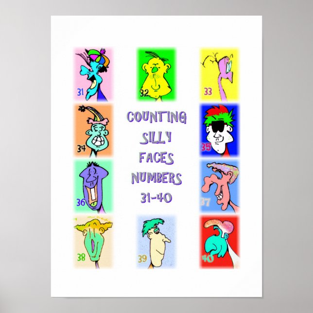 Counting Silly Faces Book #4: Numbers 31-40 Poster (Front)