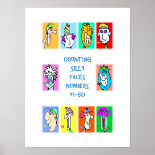Counting Silly Faces Book #5: Numbers 41-50 Poster