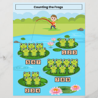 Counting the frogs worksheet for kids