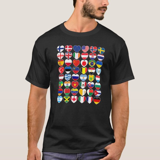 Countries Flags International Worldwide Geography  T-Shirt (Front)