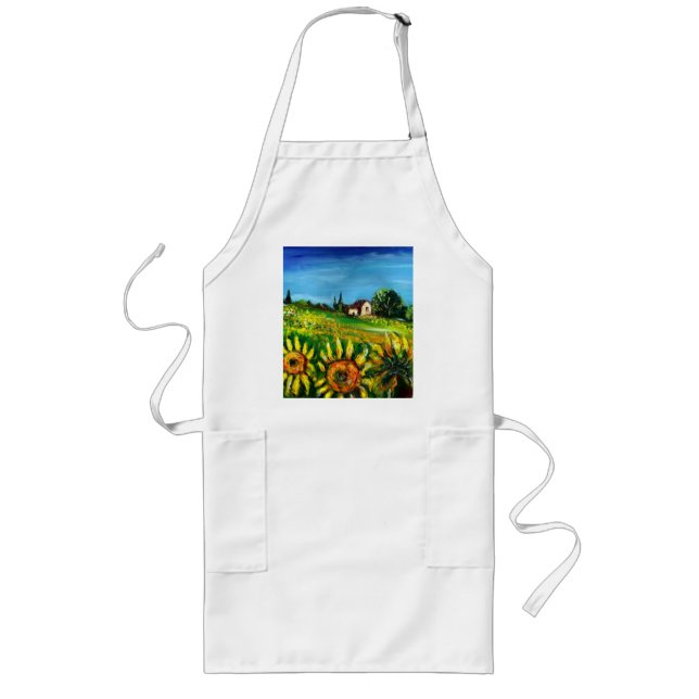 COUNTRSIDE AND SUNFLOWERS IN TUSCANY LONG APRON (Front)
