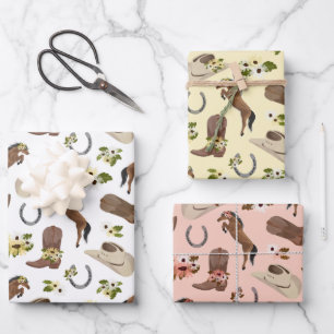 Country and Floral Wrapping Paper Sheet