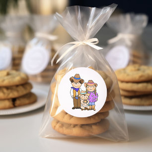 Country and Western Cowboy Family Classic Round Sticker