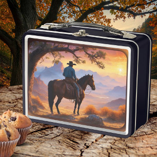 Country and Western Cowboy Horse Metal Lunch Box