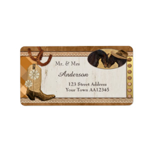 Country and Western Horses Wedding Address Label