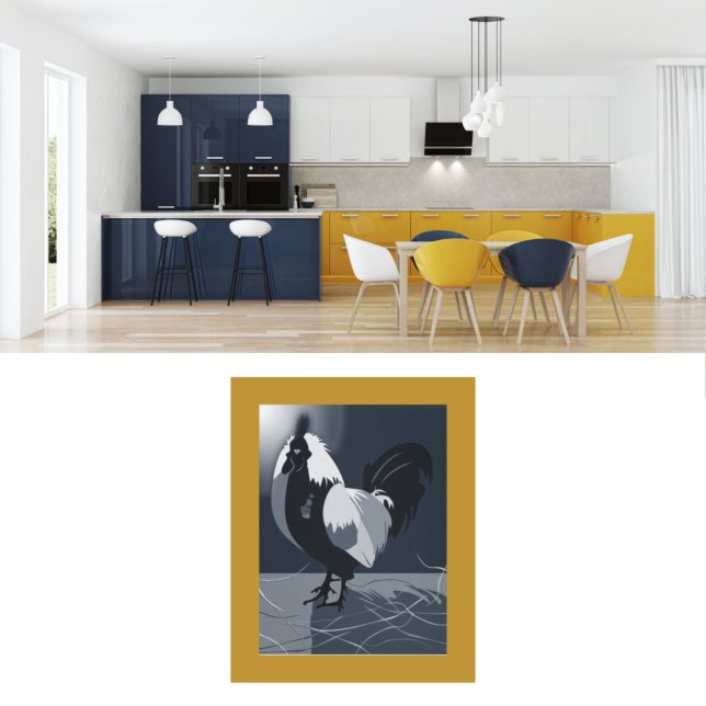 Country Animal Rooster Dark Blue Kitchen Wall Art (Country Animal Rooster Dark Blue Kitchen Wall Art)