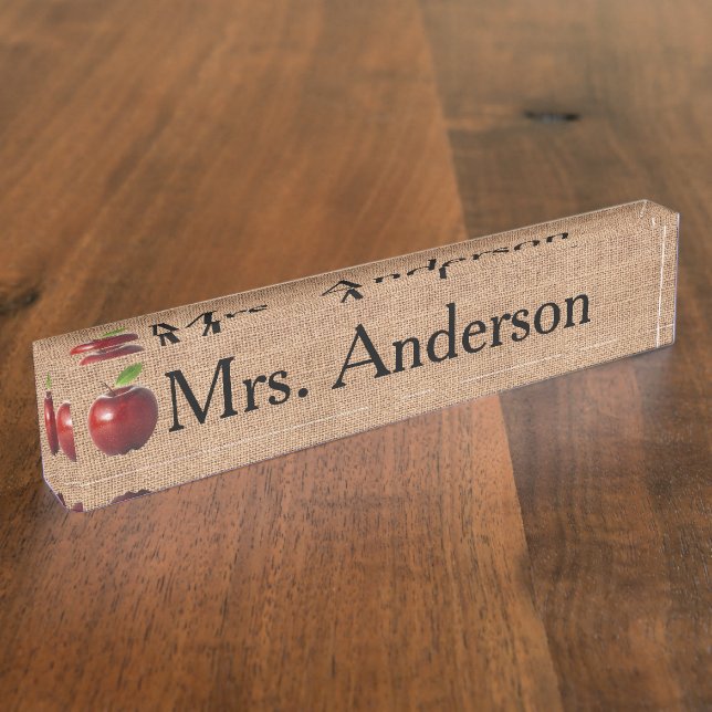 Country Apple Teacher Nameplate for desk (Side)