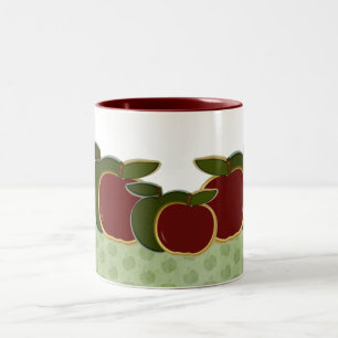 Country Apples (green border) Two-Tone Coffee Mug