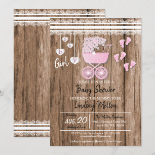 Country Baby Girl Shower Design Invitation
