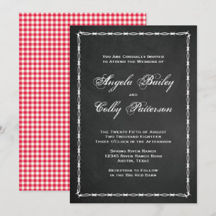 Country Barbed Wire on Chalkboard Invitation