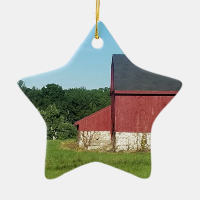 Country Barn Ceramic Ornament (Front)