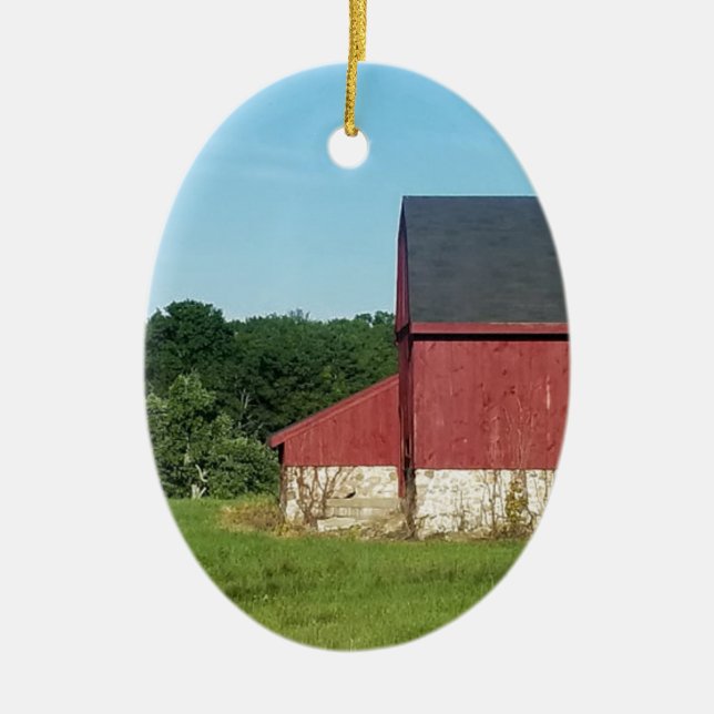 Country Barn Ceramic Ornament (Front)