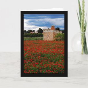 Country Barn in Poppy Field Portrait Card