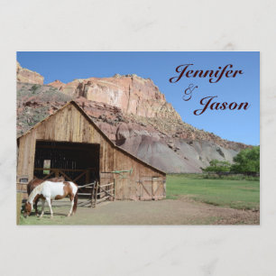 Country Barn Stable Horses Wedding Invitations