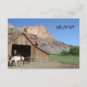 Country Barn Stable Horses Wedding RSVP Cards
