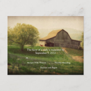 Country Barn Vintage Wedding RSVP Card