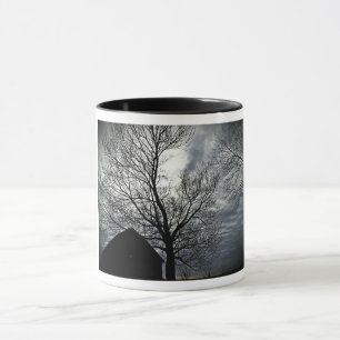 Country Barn w/Sky & Bare Trees Black & White Mug