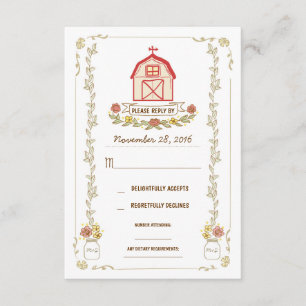 Country barn wedding response cards