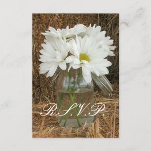 Country / Barn Wedding RSVP - Daisies in Mason Jar Card
