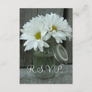 Country / Barn Wedding RSVP - Daisies Mason Jar