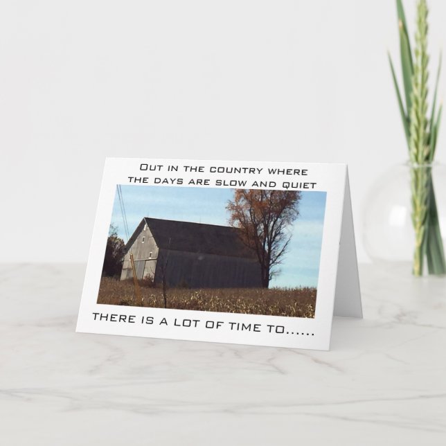 COUNTRY BARN WITH WISHES FOR CHRISTMAS/NEW YEAR HOLIDAY CARD (Front)