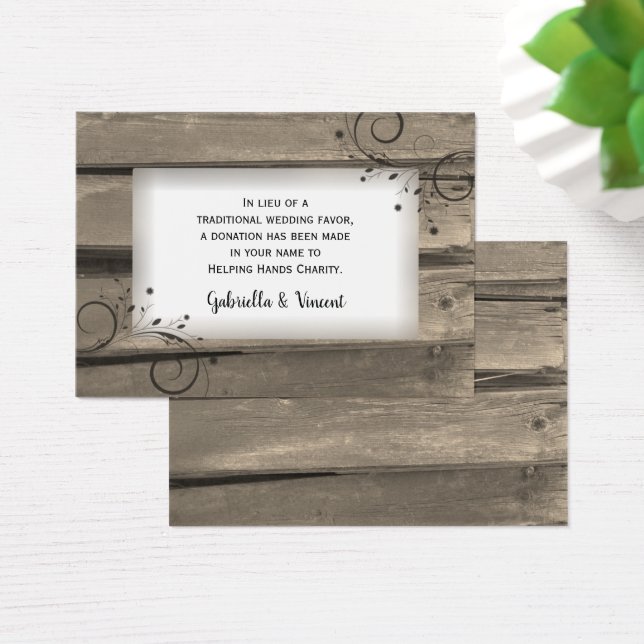 Country Barn Wood Flowers Wedding Charity Favour (Desk)