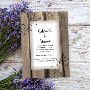 Country Barn Wood Flowers Wedding Save the Date Invitation