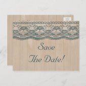 Country Barn Wood & Lace Wedding Save The Date Announcement Postcard (Front/Back)