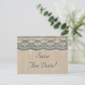 Country Barn Wood & Lace Wedding Save The Date Announcement Postcard (Standing Front)