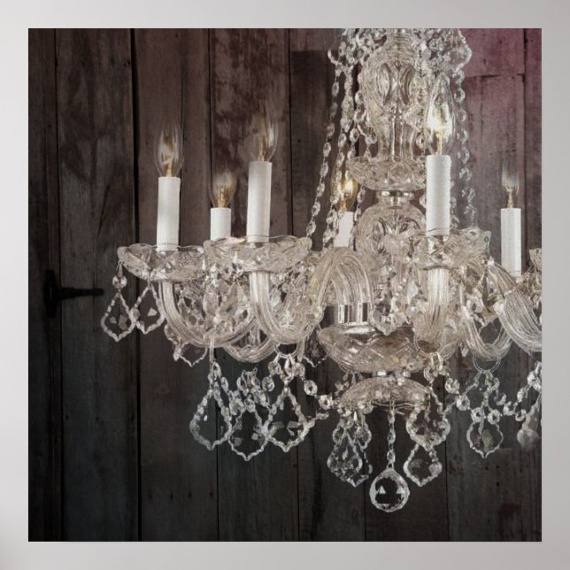 Country barn wood Parisian vintage chandelier Poster (Front)