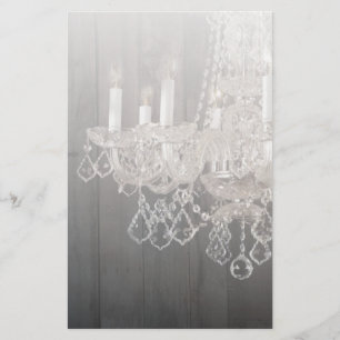 Country barn wood Parisian vintage chandelier Stationery