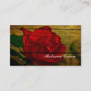 country barn wood summer red rose wedding business card