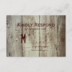 Country Barn Wood Typography Wedding RSVP Cards