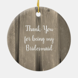 Country Barn Wood Wedding Bridesmaid Thank You Ceramic Tree Decoration