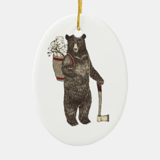 Country Bear Christmas Ceramic Tree Decoration
