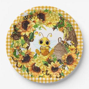 Country Bee Paper Plate