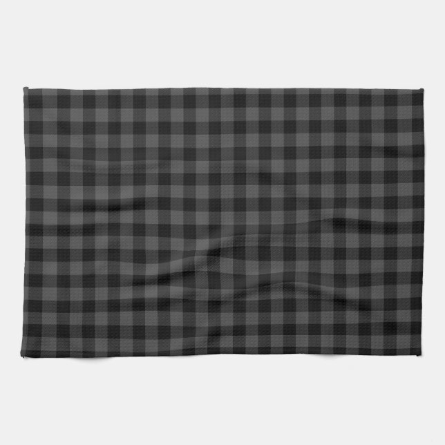 Country black and grey plaid tea towel (Horizontal)