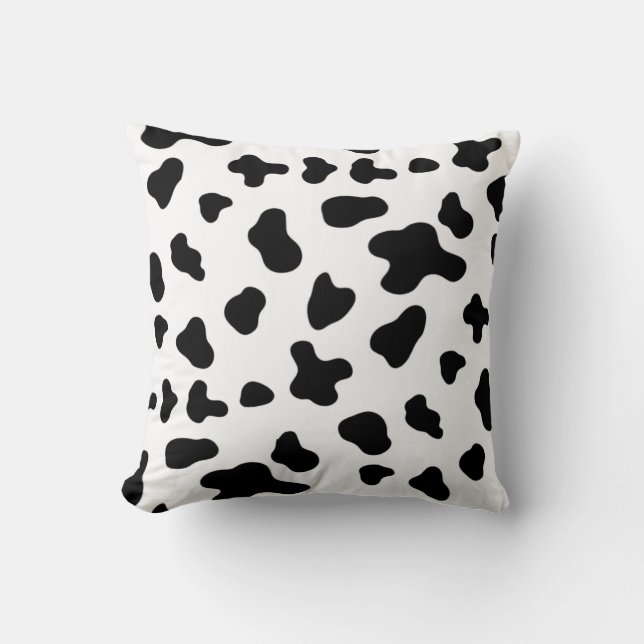 Country Black and White Cow Pattern  Cushion (Front)